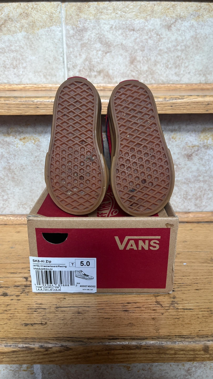 Vans SK8-Hi Zip Toddler Shoes - Red/Black Checkerboard Size 5 - photo 2