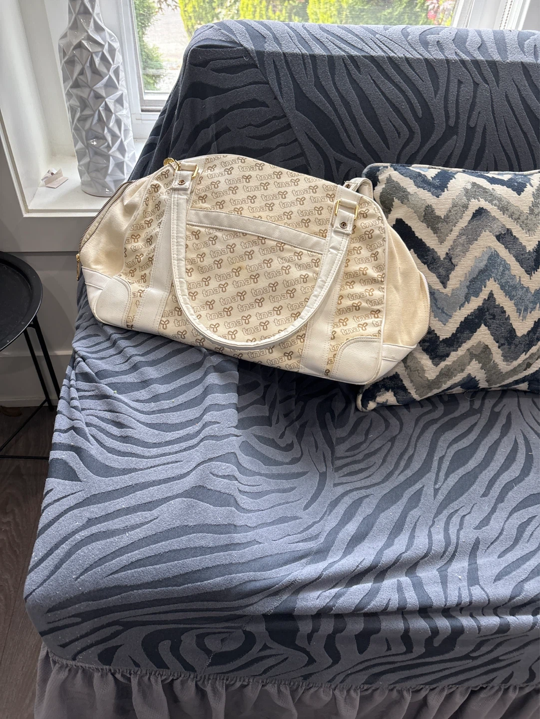 tna Cream & Gold Monogrammed Tote Bag