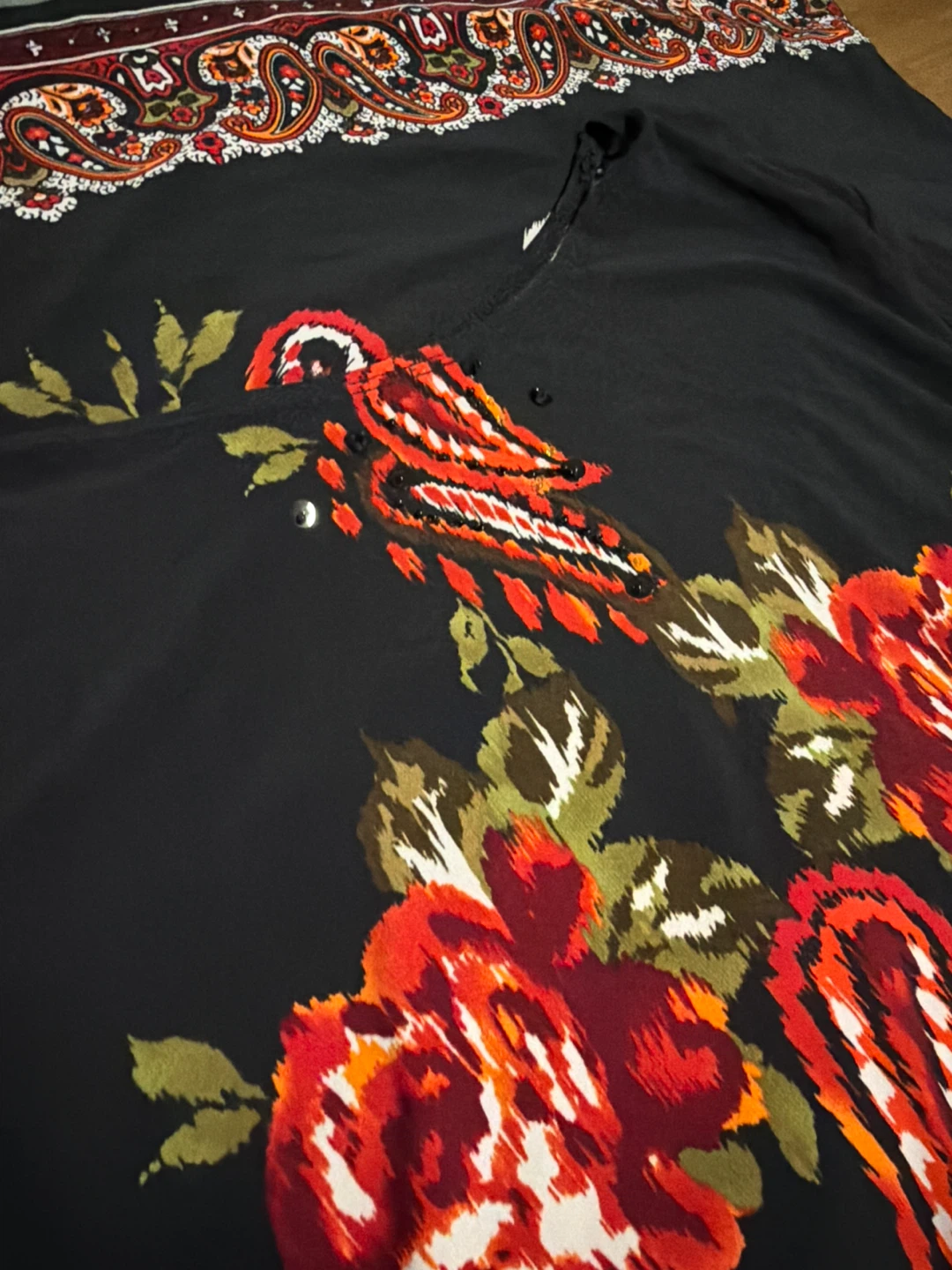 Black Dress with Floral and Paisley Print - photo 3