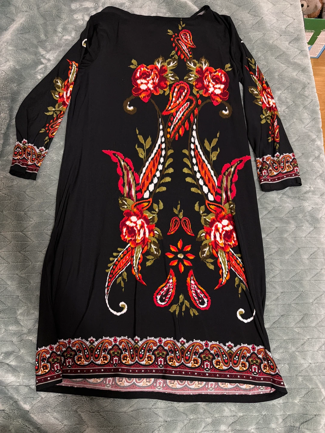 Black Dress with Floral and Paisley Print - photo 2