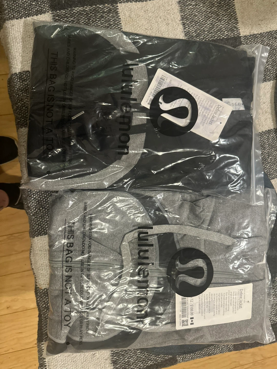 Lululemon Define Jacket - Black & Grey Size 10