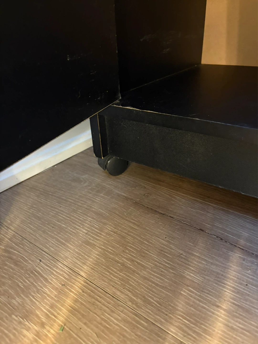 Black media console with shelves and cabinet - photo 3