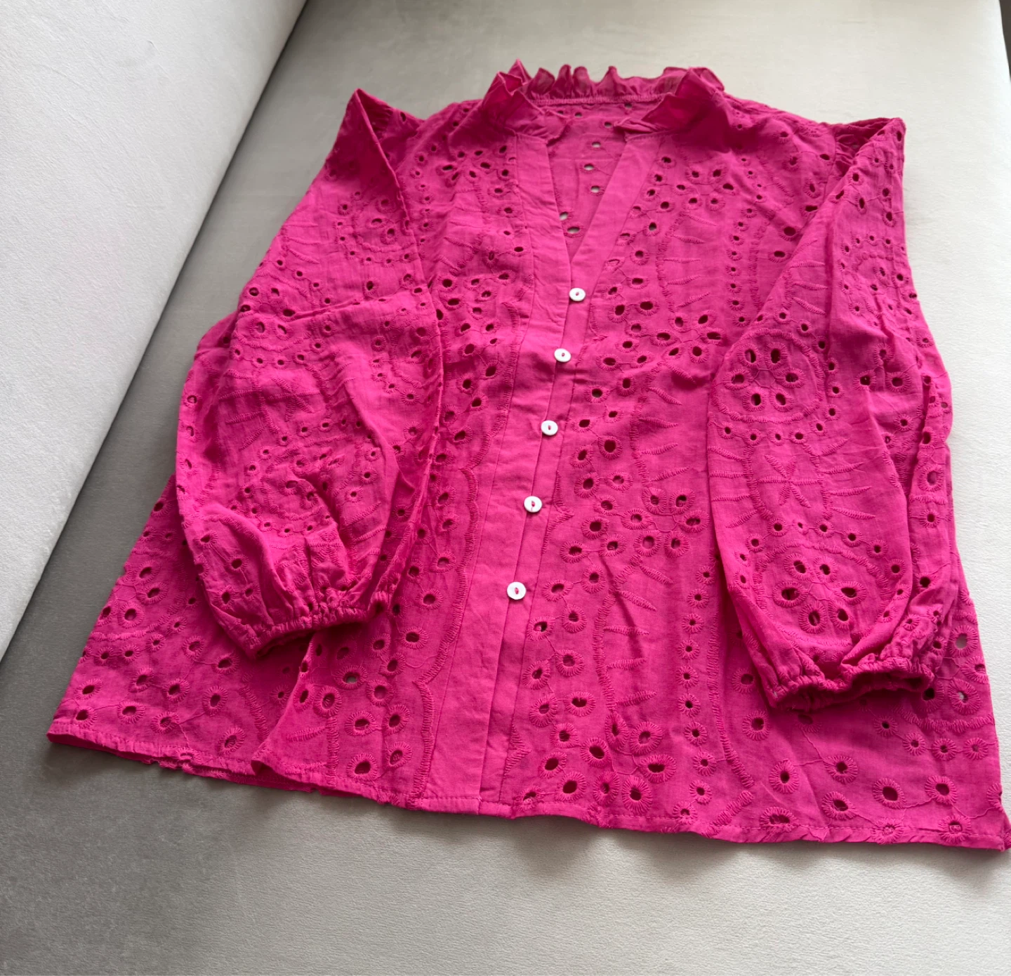 Women's Broderie Anglaise Blouse - Fuchsia 🩷🩷🩷 - photo 3