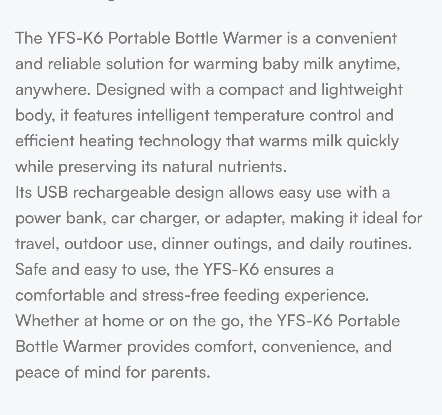 YFS-K6 Portable USB Baby Bottle Warmer - photo 4