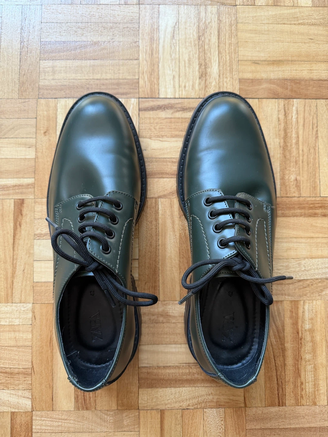 Zara Men's Dark Green Lace-Up Shoes Size 42 - photo 2