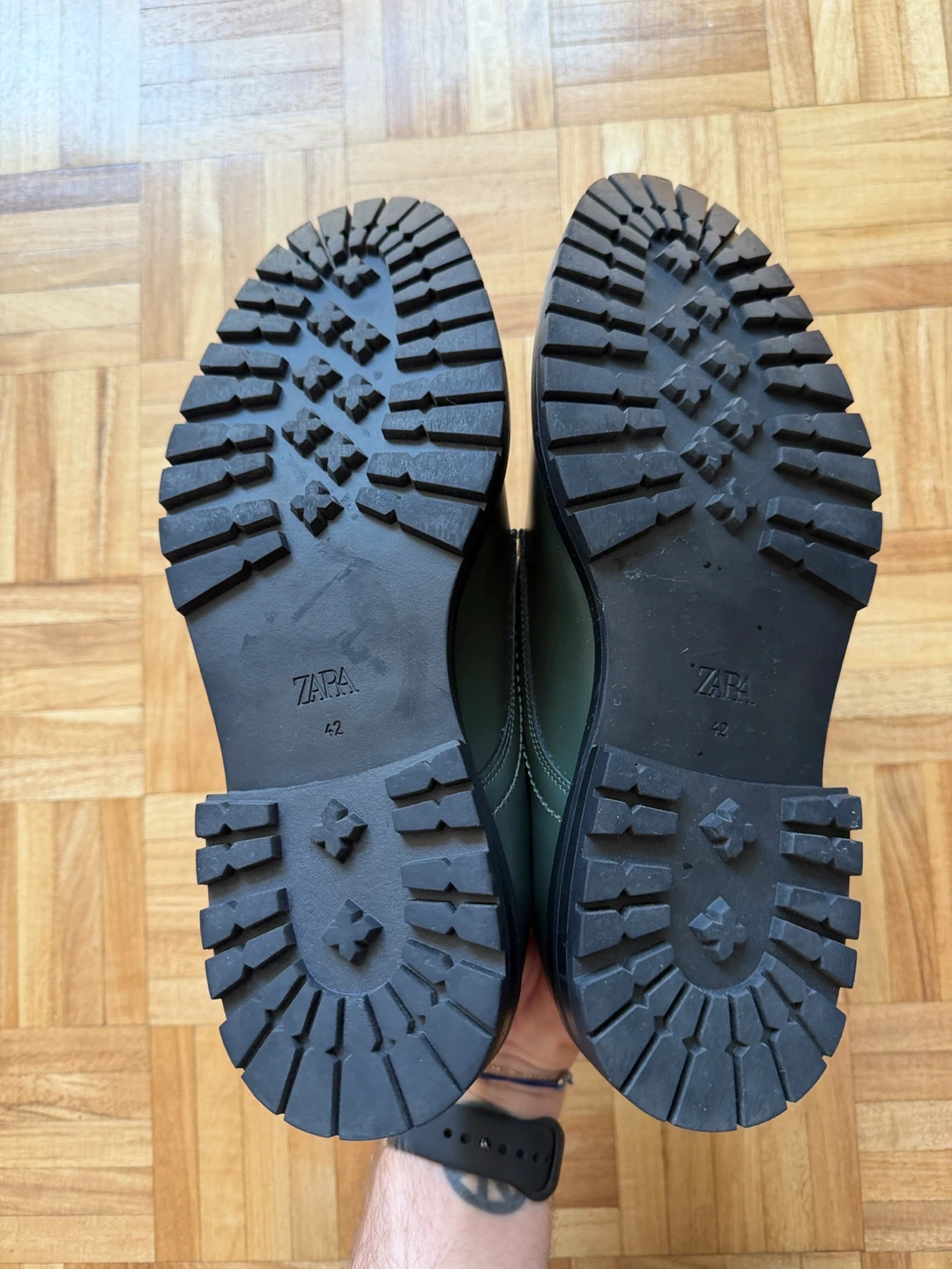 Zara Men's Dark Green Lace-Up Shoes Size 42 - photo 3