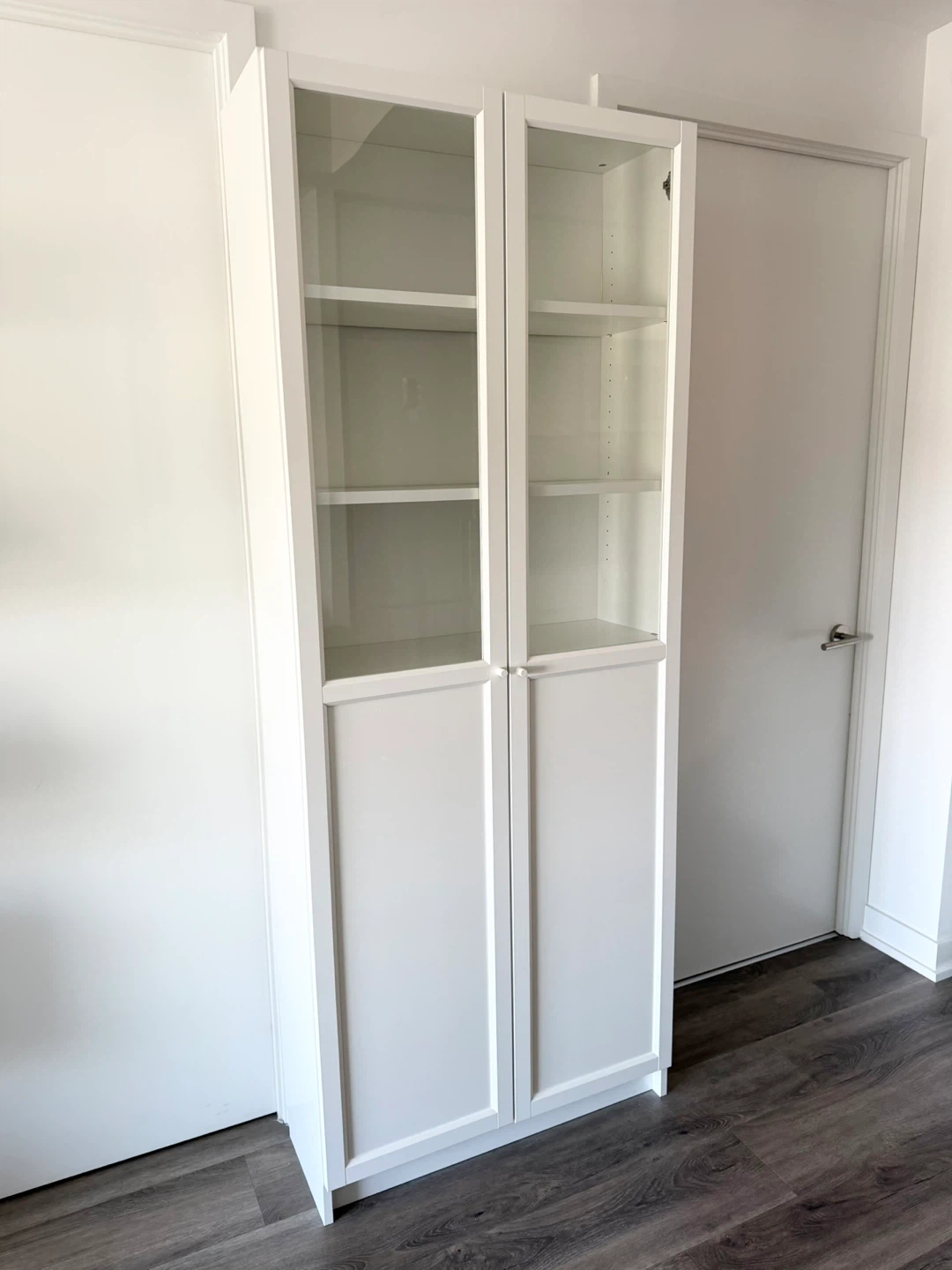 IKEA BILLY / OXBERG Bookcase with Panel/Glass Doors - White