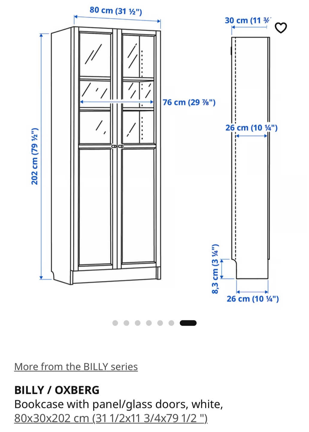 IKEA BILLY / OXBERG Bookcase with Panel/Glass Doors - White - photo 2