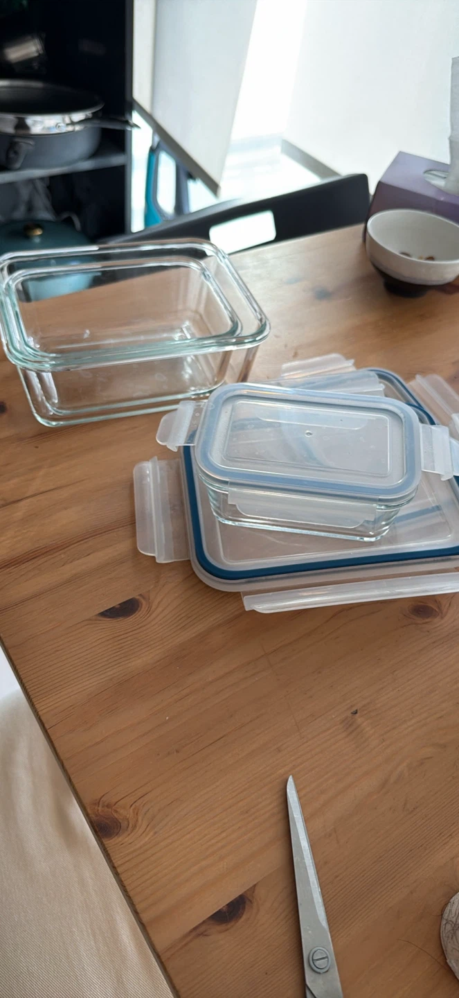 Three Glass Food Storage Containers with Lids