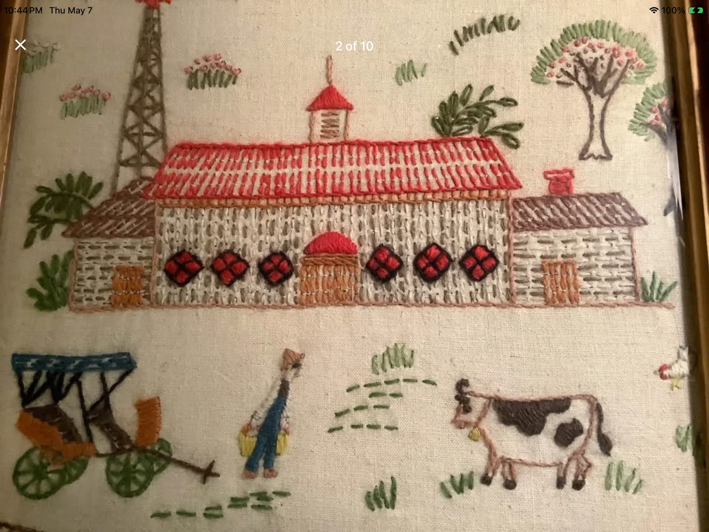 Vtg Embroidery/Sampler by Peggy Vose Adirondack Frame 🐞 - photo 2