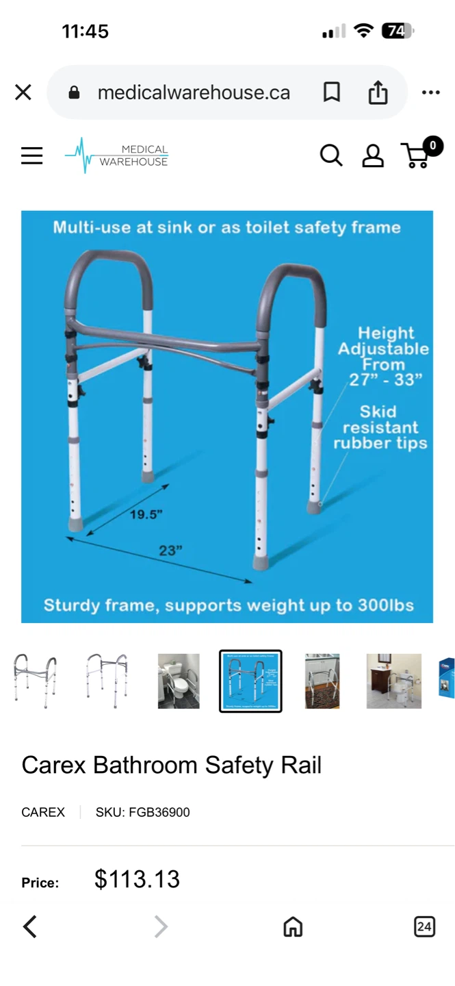 Carex Bathroom Safety Rail - photo 5