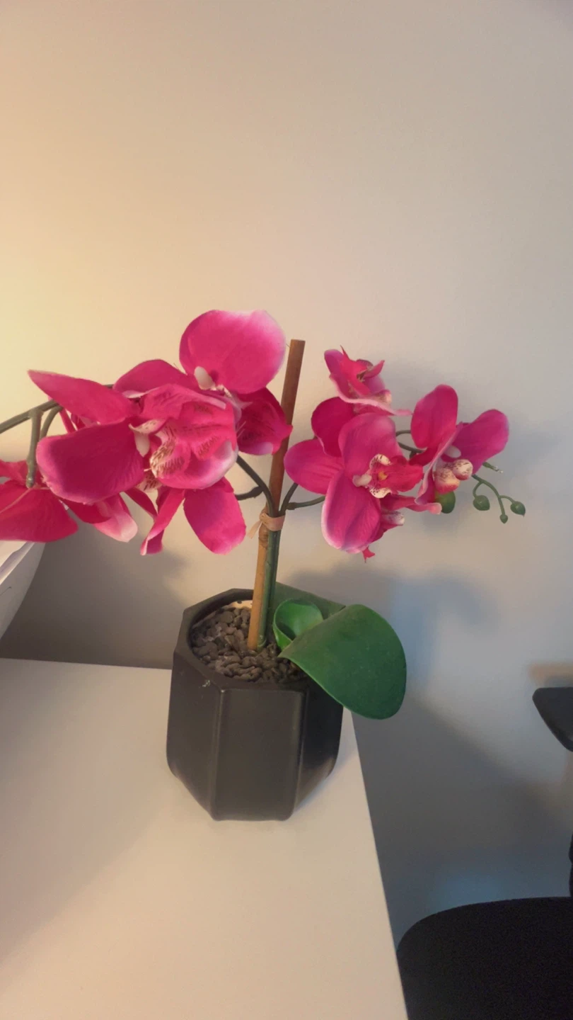 Artificial Pink Orchid Plant in Black Pot - photo 4