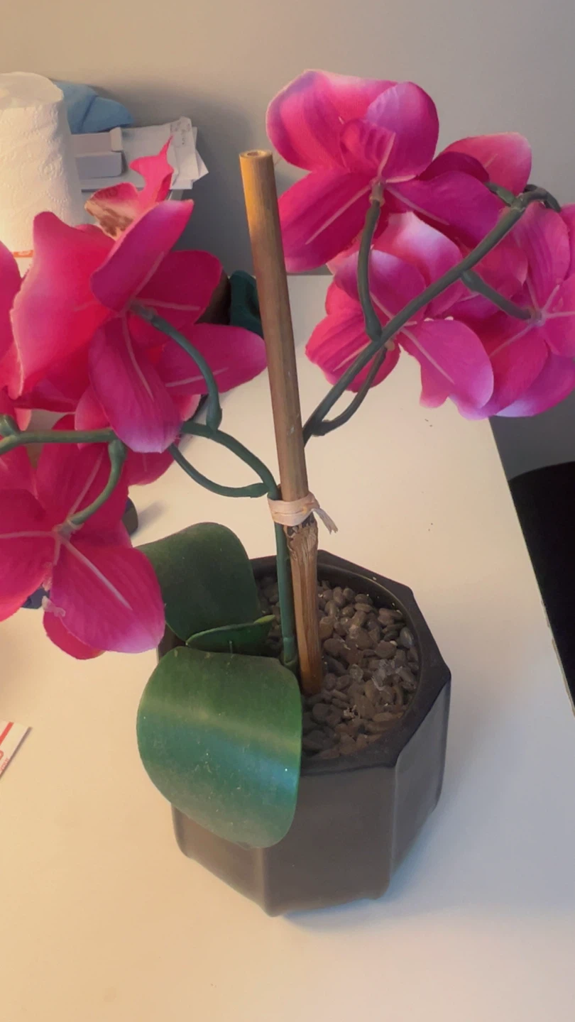Artificial Pink Orchid Plant in Black Pot - photo 3
