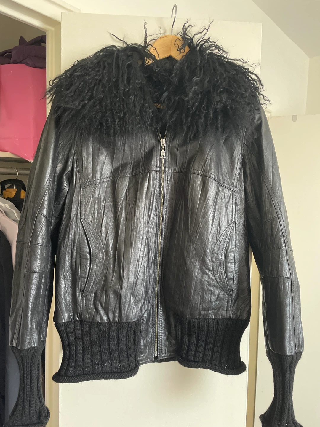 Daniele Italian Leather Jacket with Fur Trim