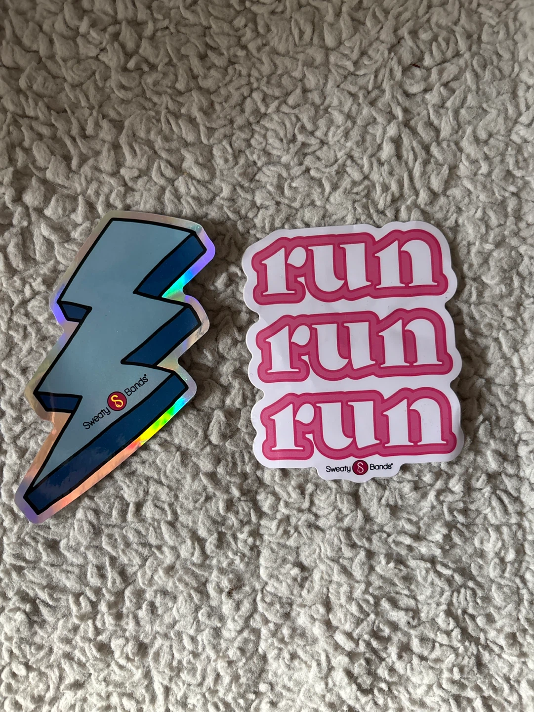 Sweaty Bands Stickers - Lightning Bolt & "run run run"