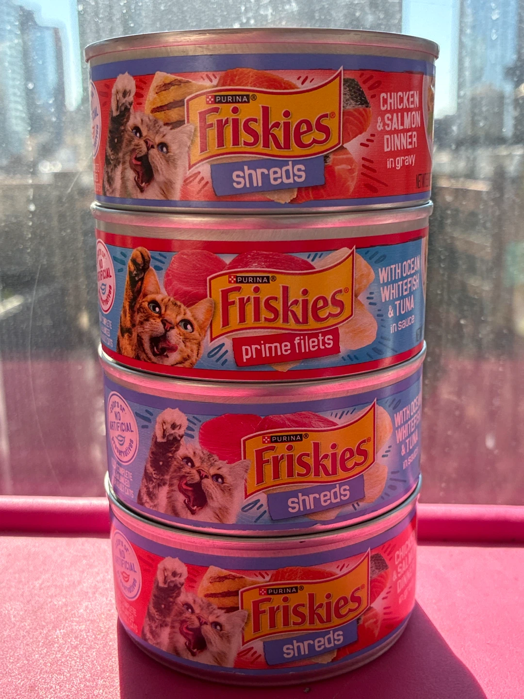 Lot of 17 Friskies Shreds Variety Chicken Salmon White Ocean