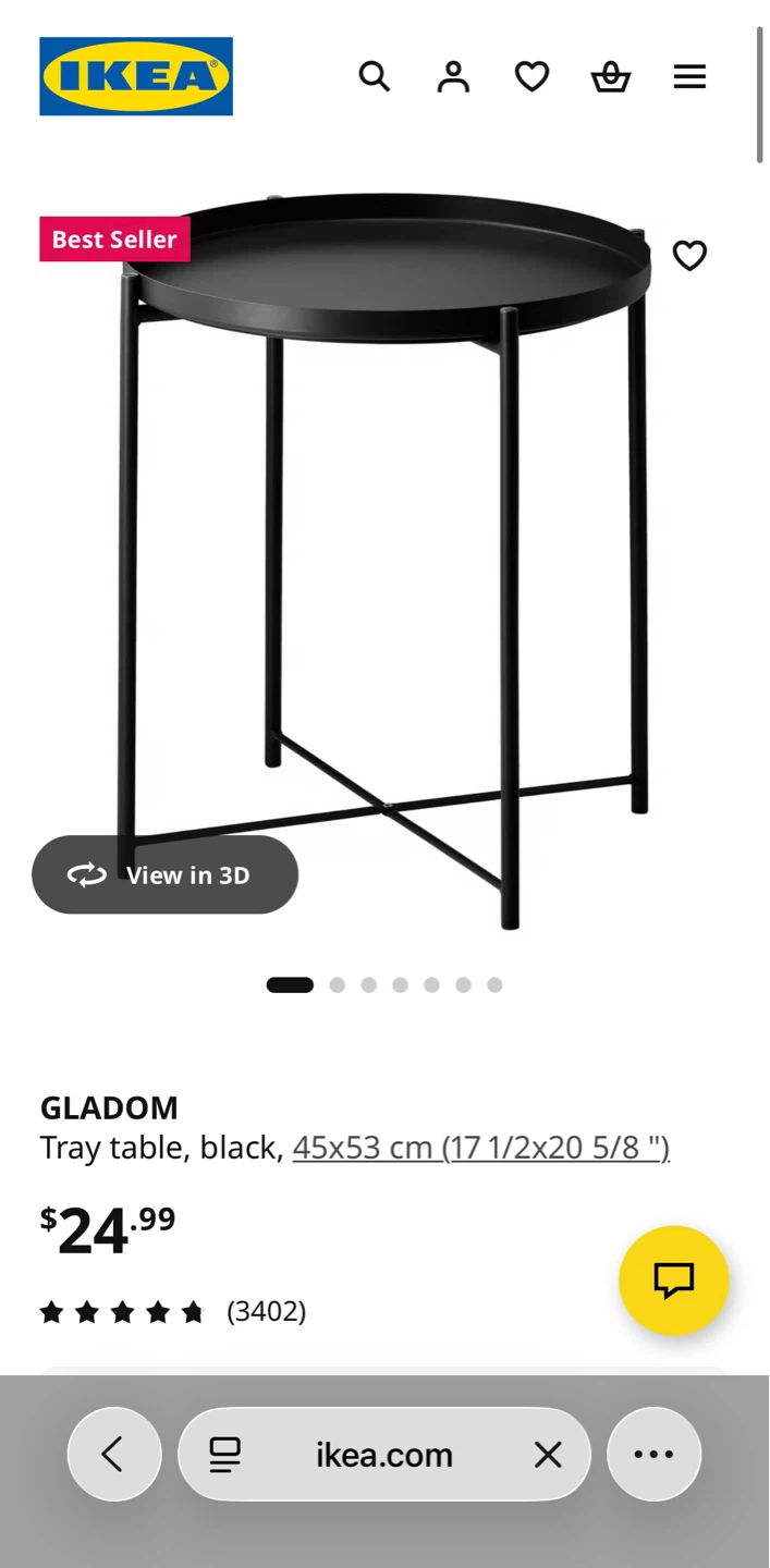 IKEA GLADOM Tray Table Black 45x53 cm - photo 2