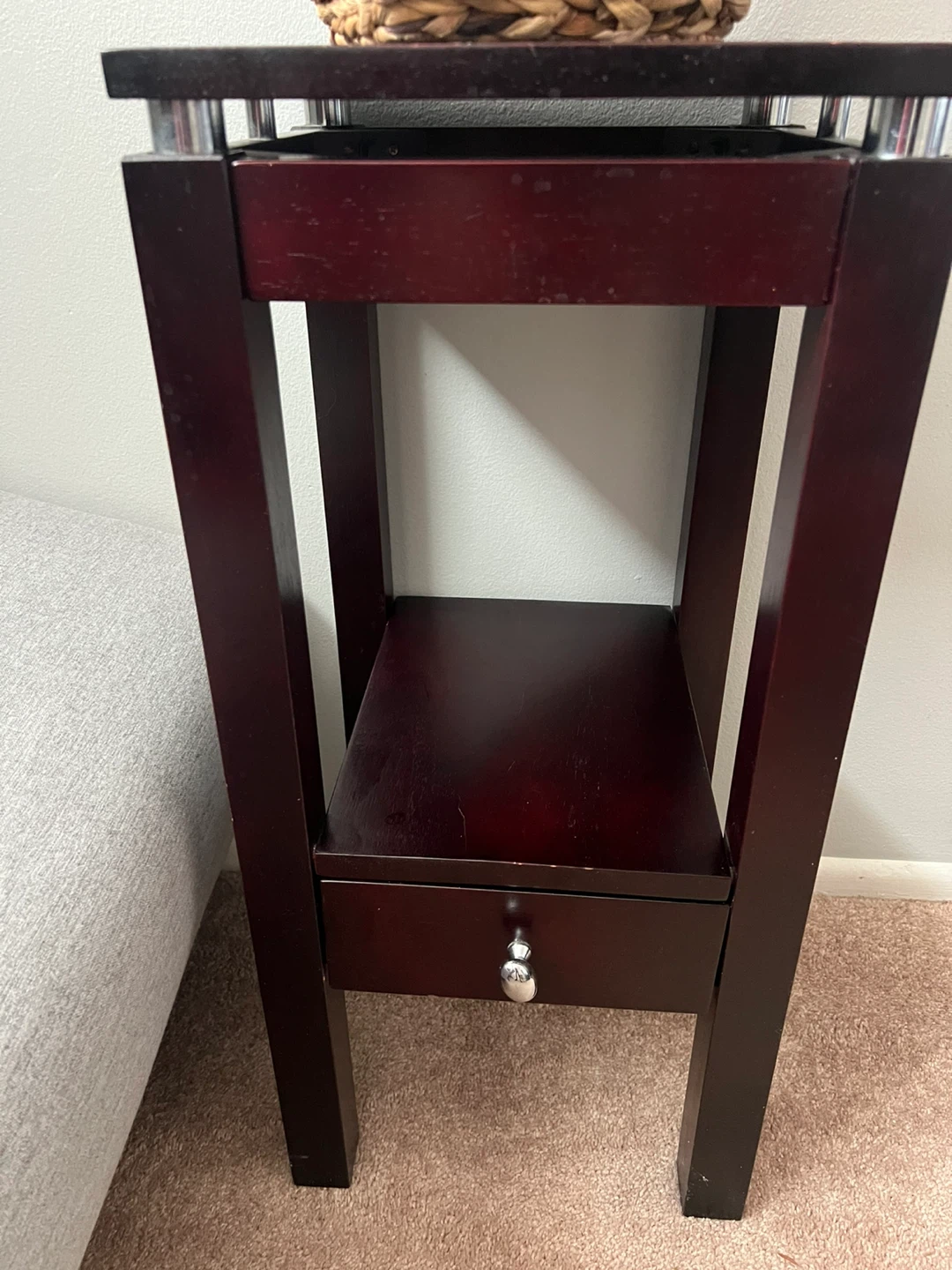 End Table with Drawer - Dark Wood - photo 2