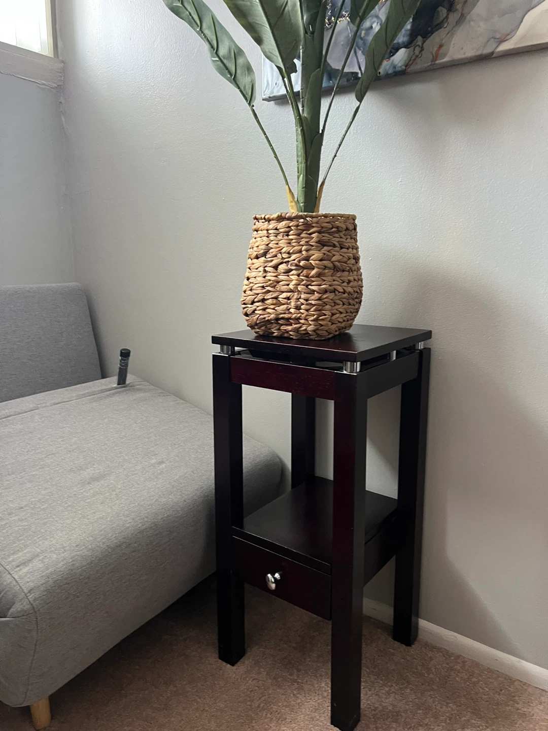 End Table with Drawer - Dark Wood