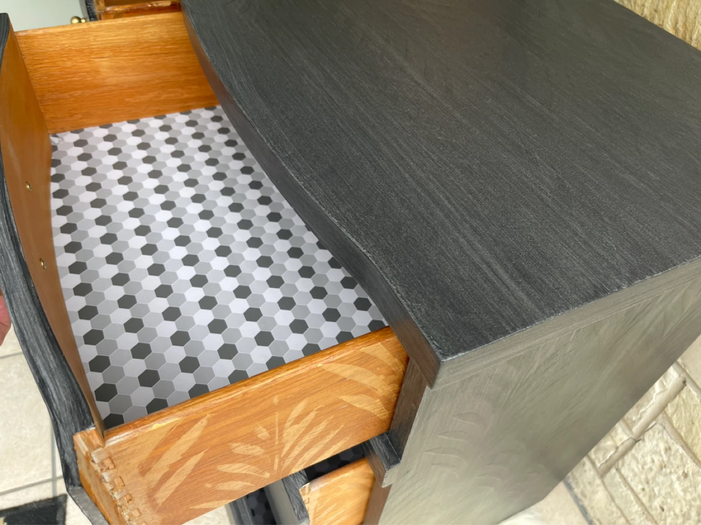 MCM 9 drawers dresser/TV stand redone in Brushed Gray finish - photo 4