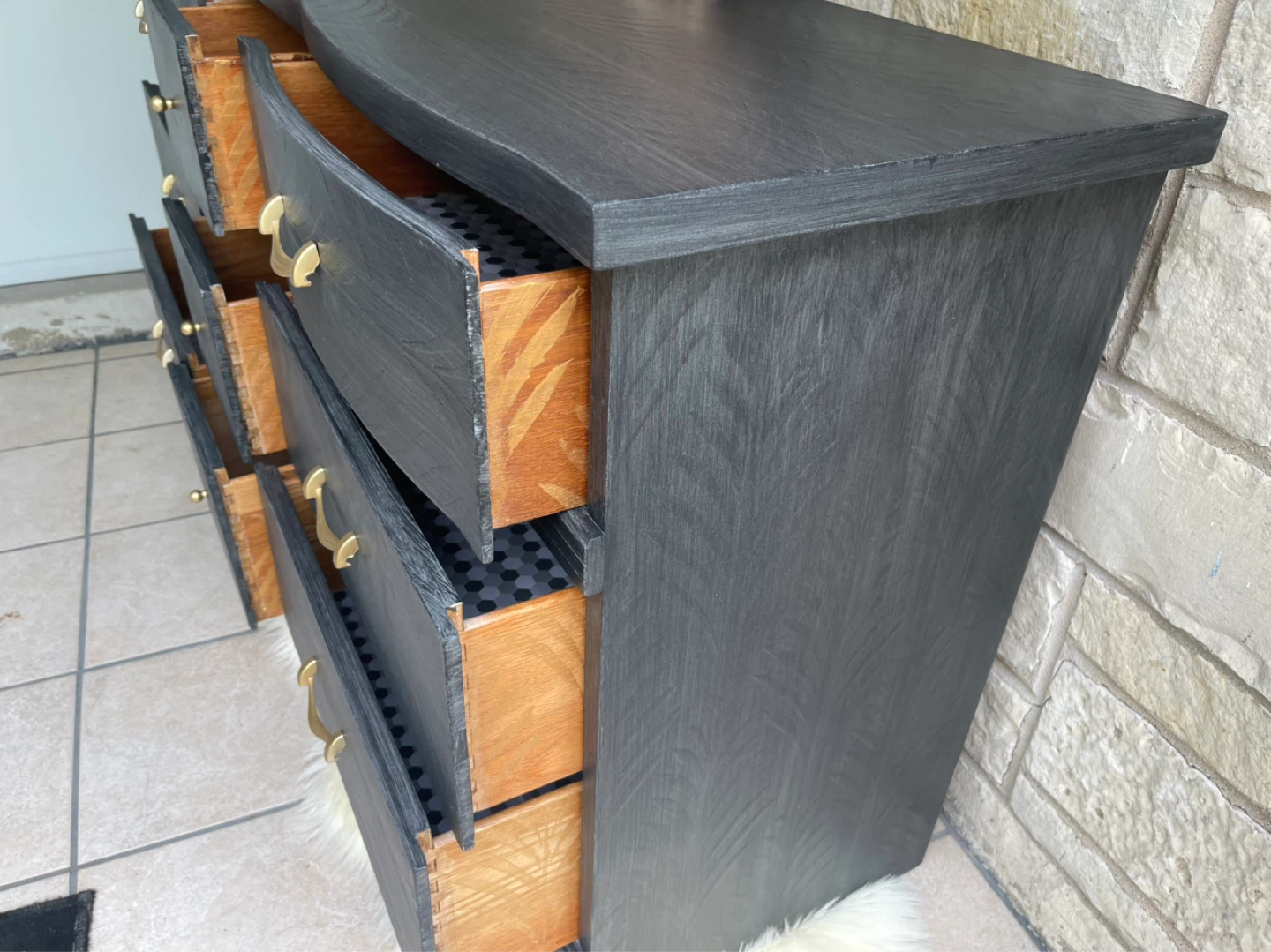 MCM 9 drawers dresser/TV stand redone in Brushed Gray finish - photo 3