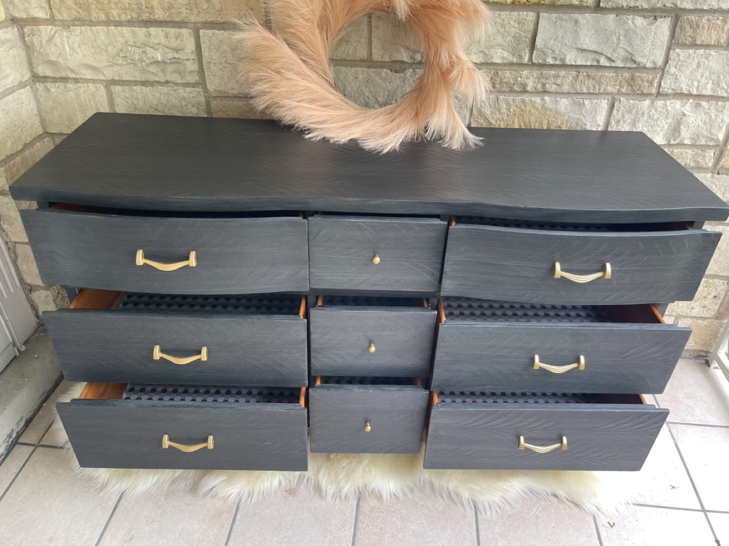 MCM 9 drawers dresser/TV stand redone in Brushed Gray finish - photo 2