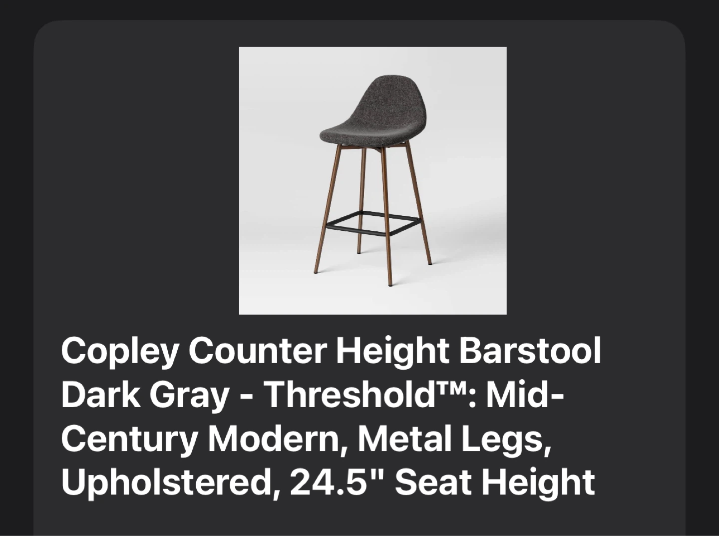 Threshold Copley Counter Height Barstool - Dark Gray