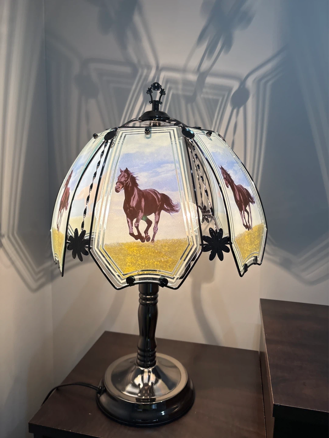 Stained Glass Horse Accent Lamp touch to light up - photo 3