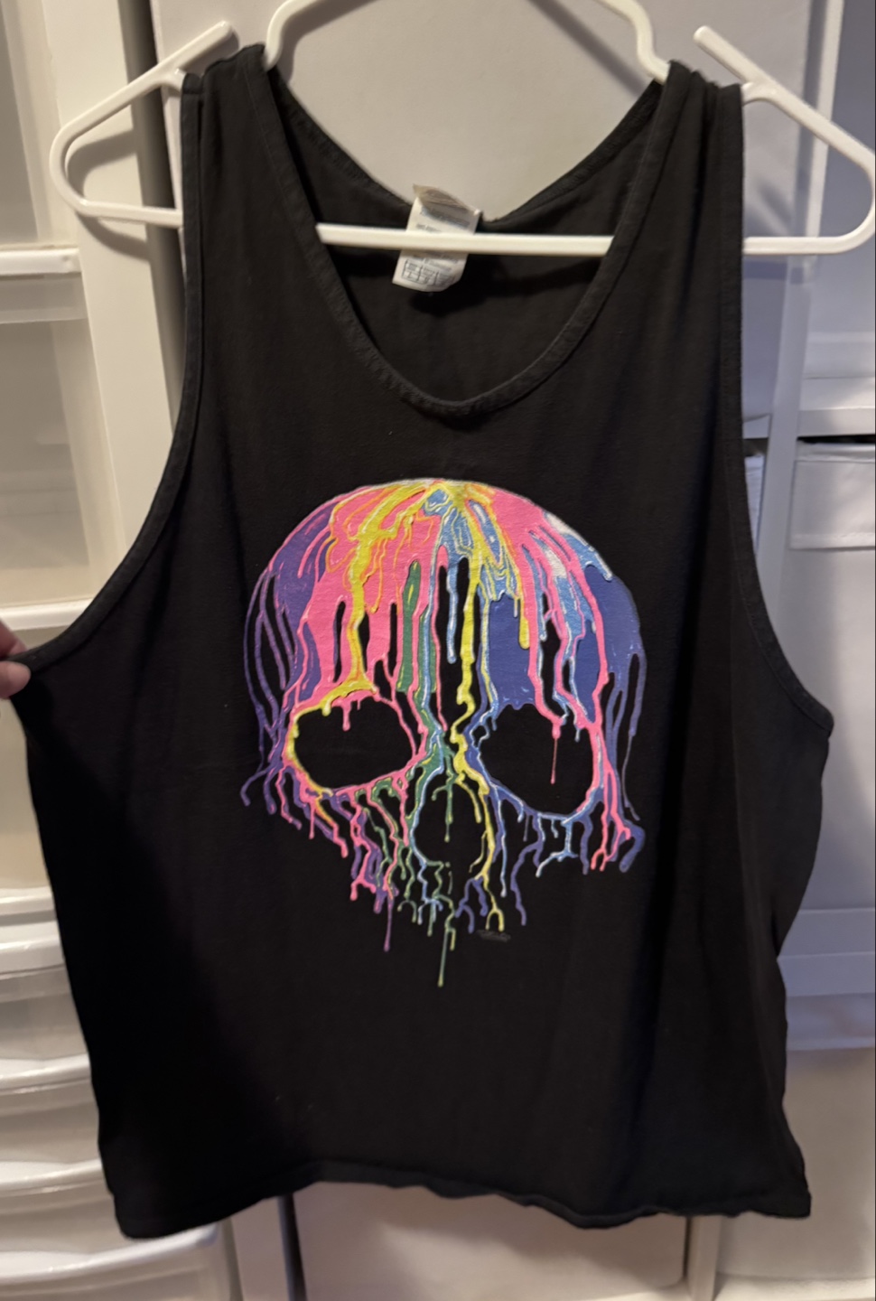 Black Tank Top with Dripping Skull Graphic