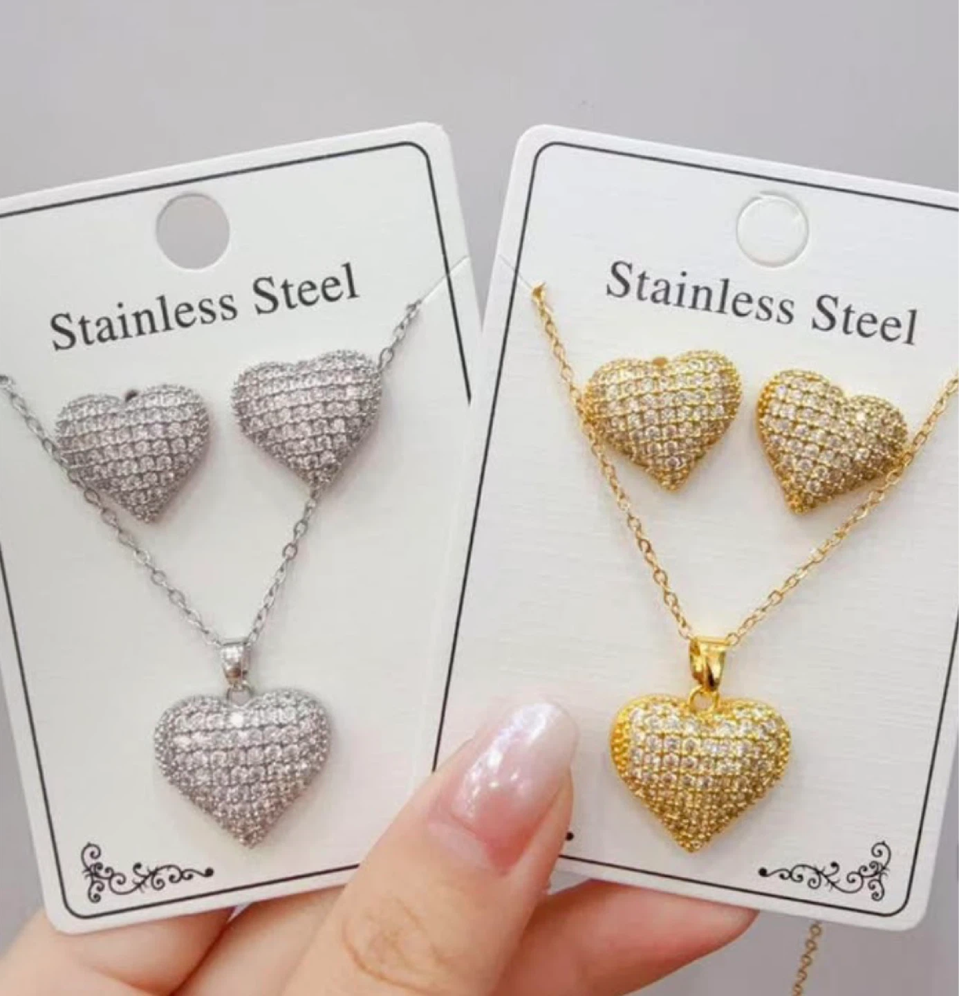 Gold Tone Heart Necklace and Earrings Set - photo 3