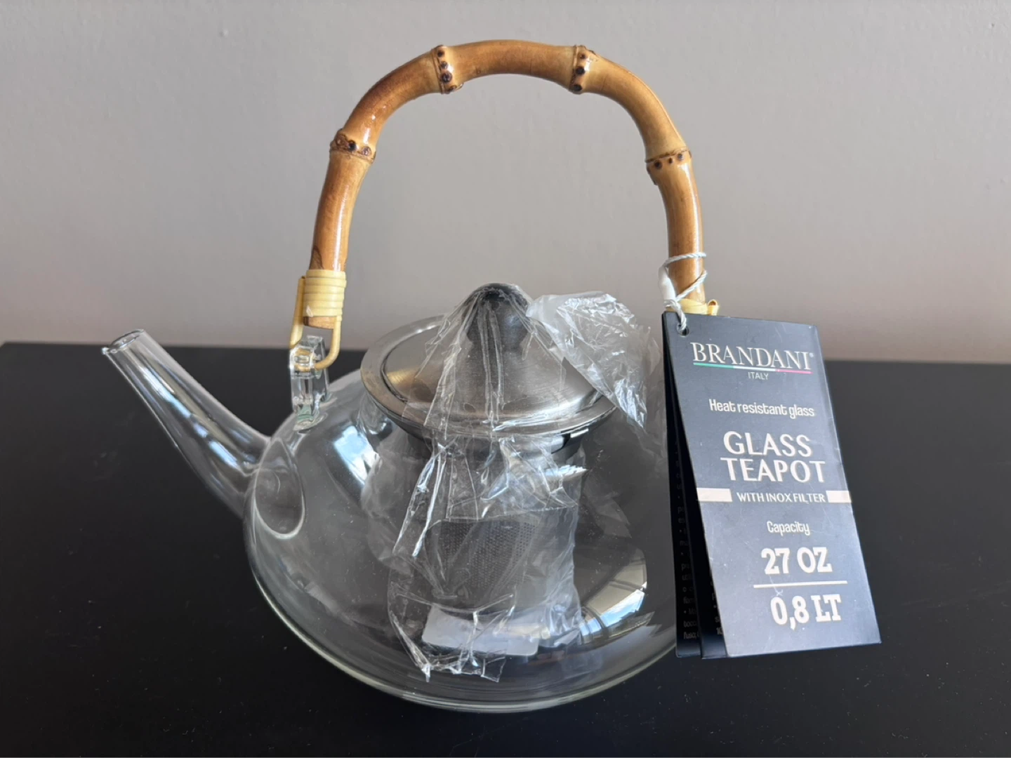 Brand new - Brandani Glass Teapot with Inox Filter - 27 OZ