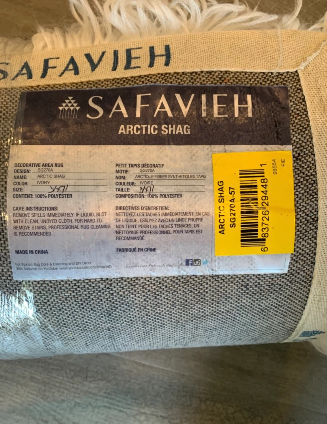 Safavieh Arctic Shag Area Rug In Ivory