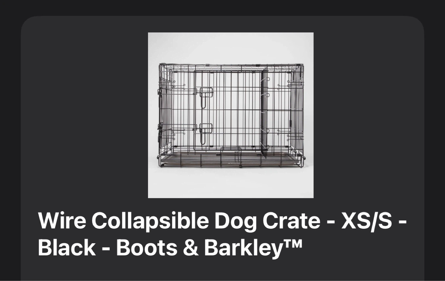 Boots & Barkley Small Two-Door Wire Pet Crate