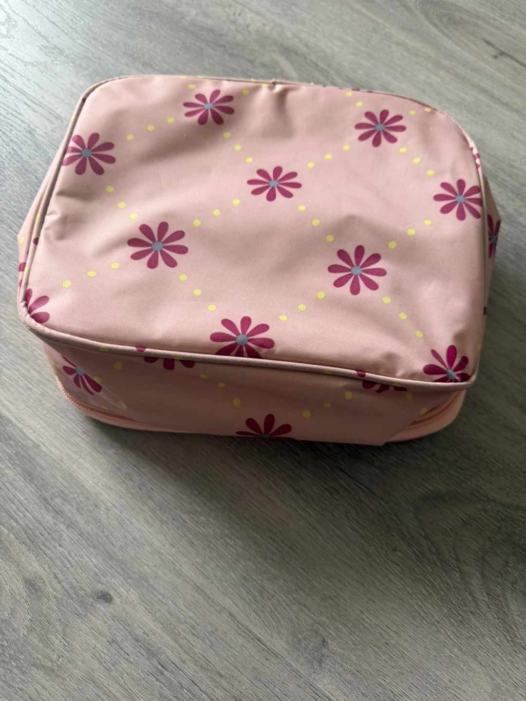 Pink floral cosmetic bag