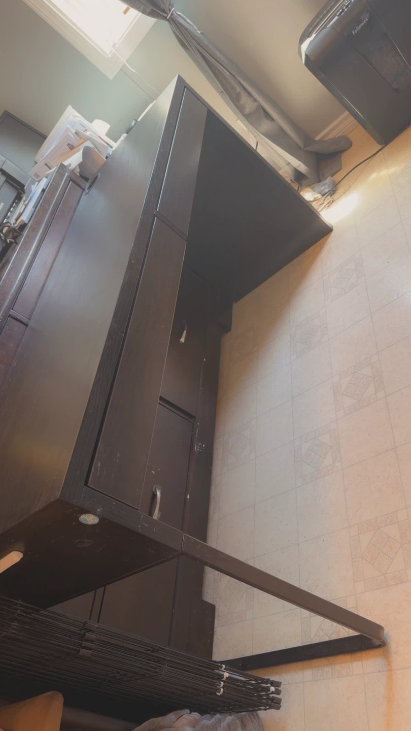 Dark Brown Desk with Drawers