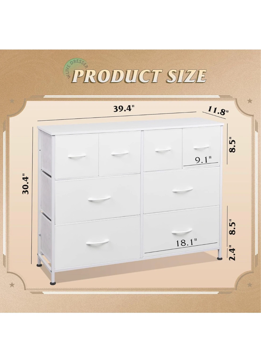 White 8-Drawer Dresser