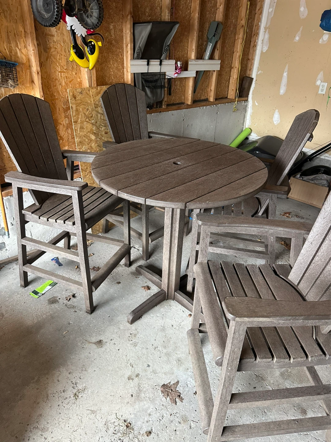 Composite Outdoor Bar Height Table and 4 Chairs Set