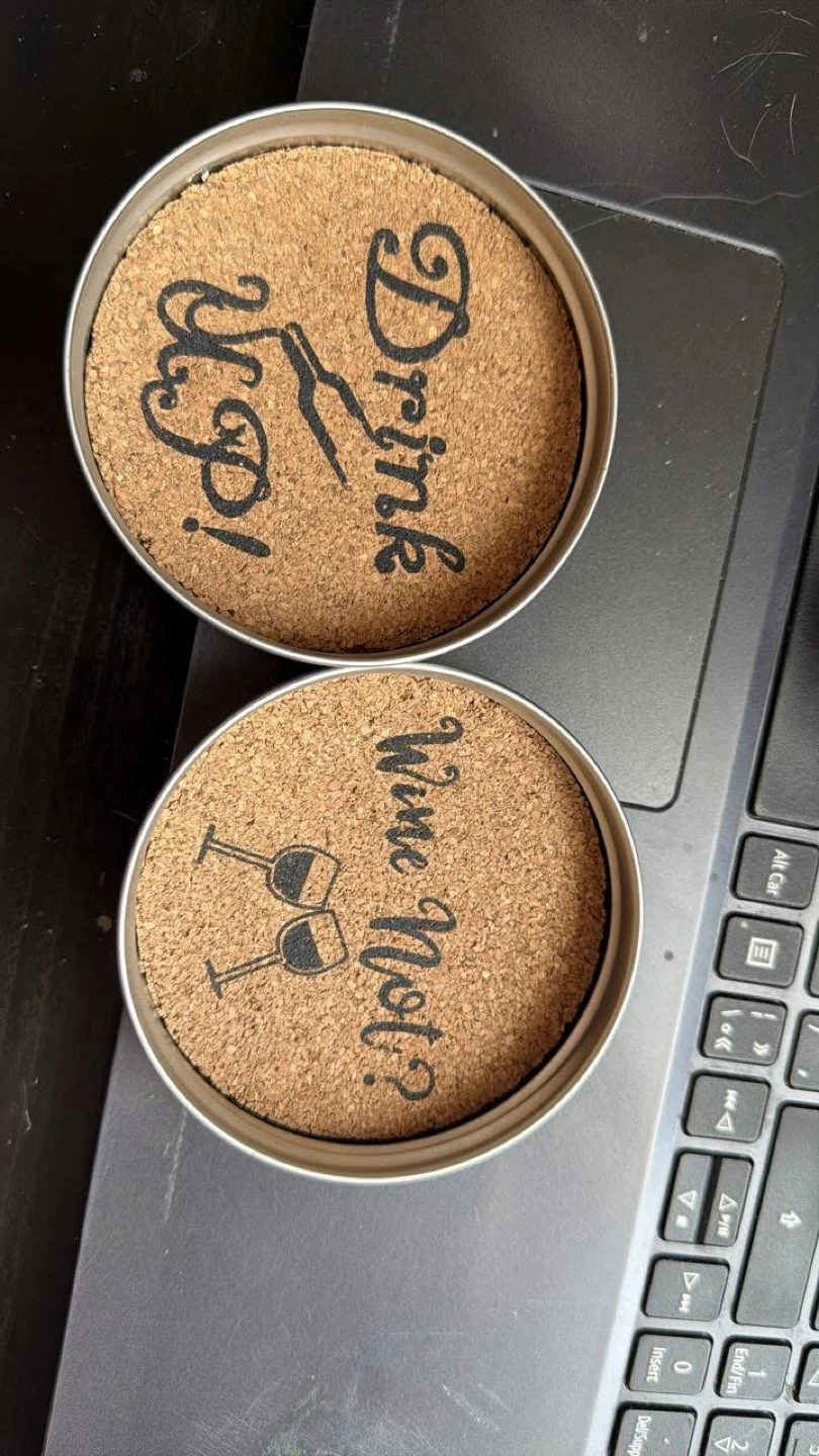 Cork Coasters with Wine Sayings