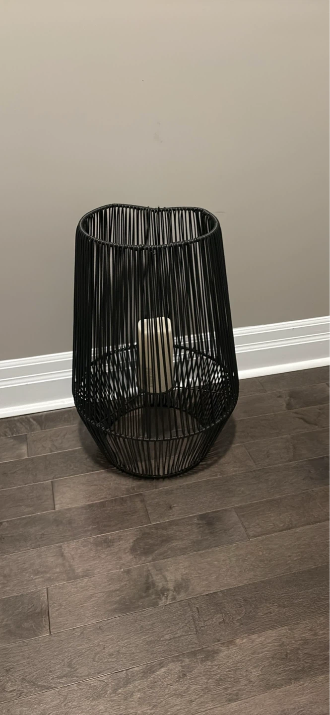 Black Metal Wire Lantern with Candle - photo 2