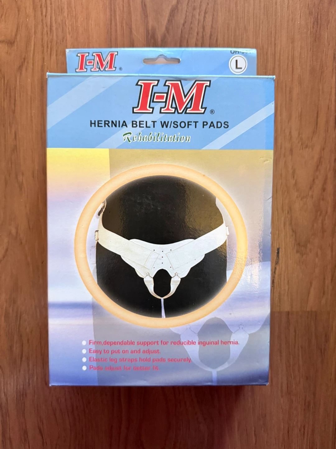 I-M Hernia Belt w/Soft Pads - Size L for Men