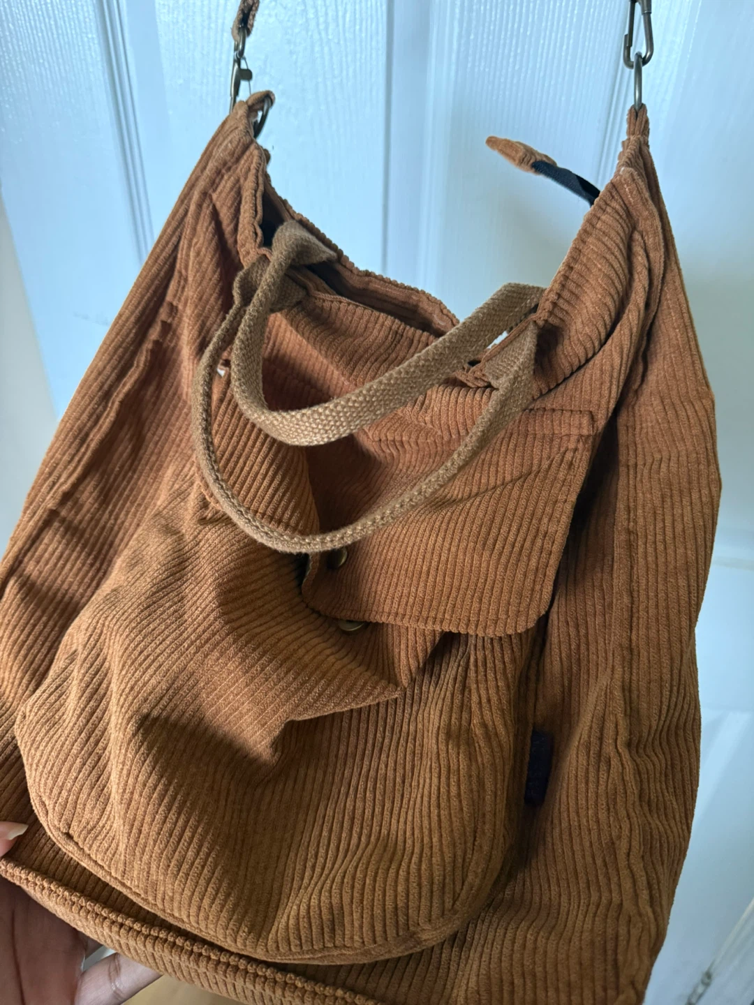 Versatile Brown Corduroy Hobo Bag – Multi-Pocket - photo 3