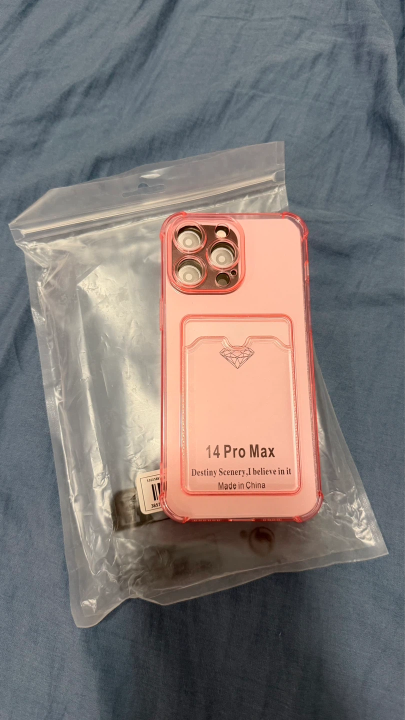 Pink iPhone 14 Pro Max Case with Card Holder