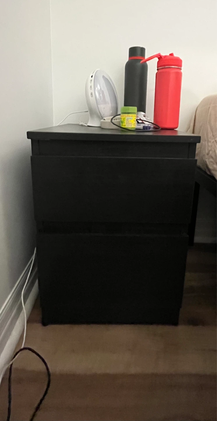 Ikea Dark Brown 2-Drawer Nightstand