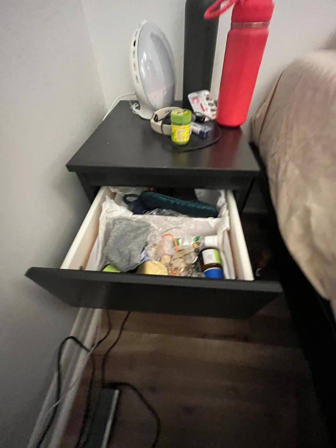 Ikea Dark Brown 2-Drawer Nightstand - photo 3