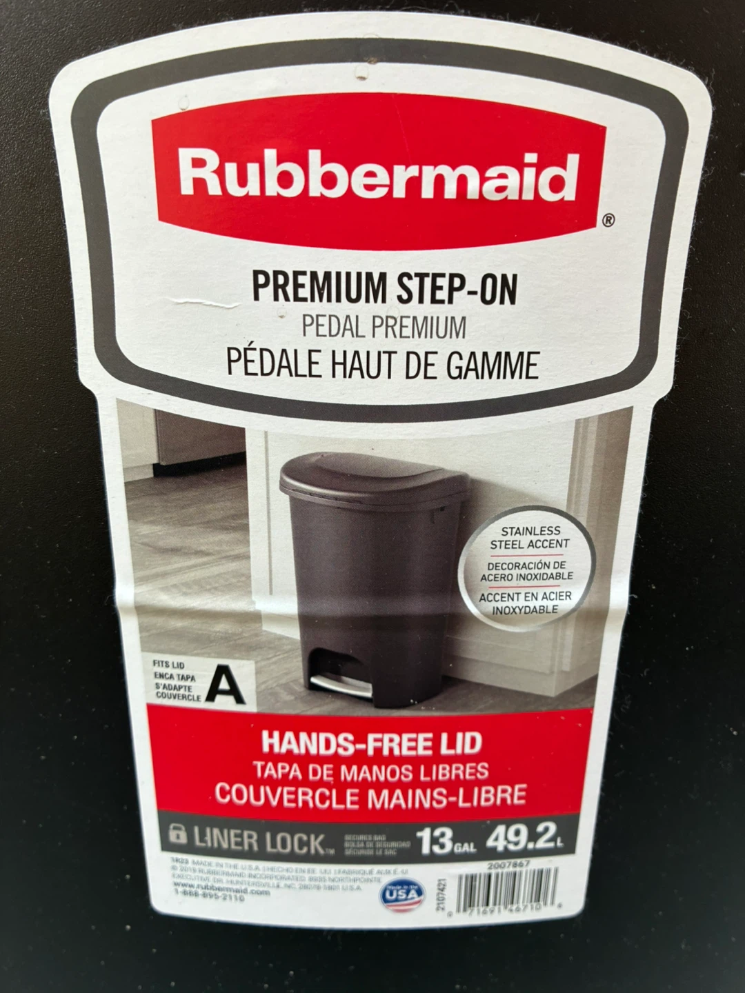 $15 NEW Rubbermaid GARBAGE can Plastic Step-On Wastebasket black - photo 5