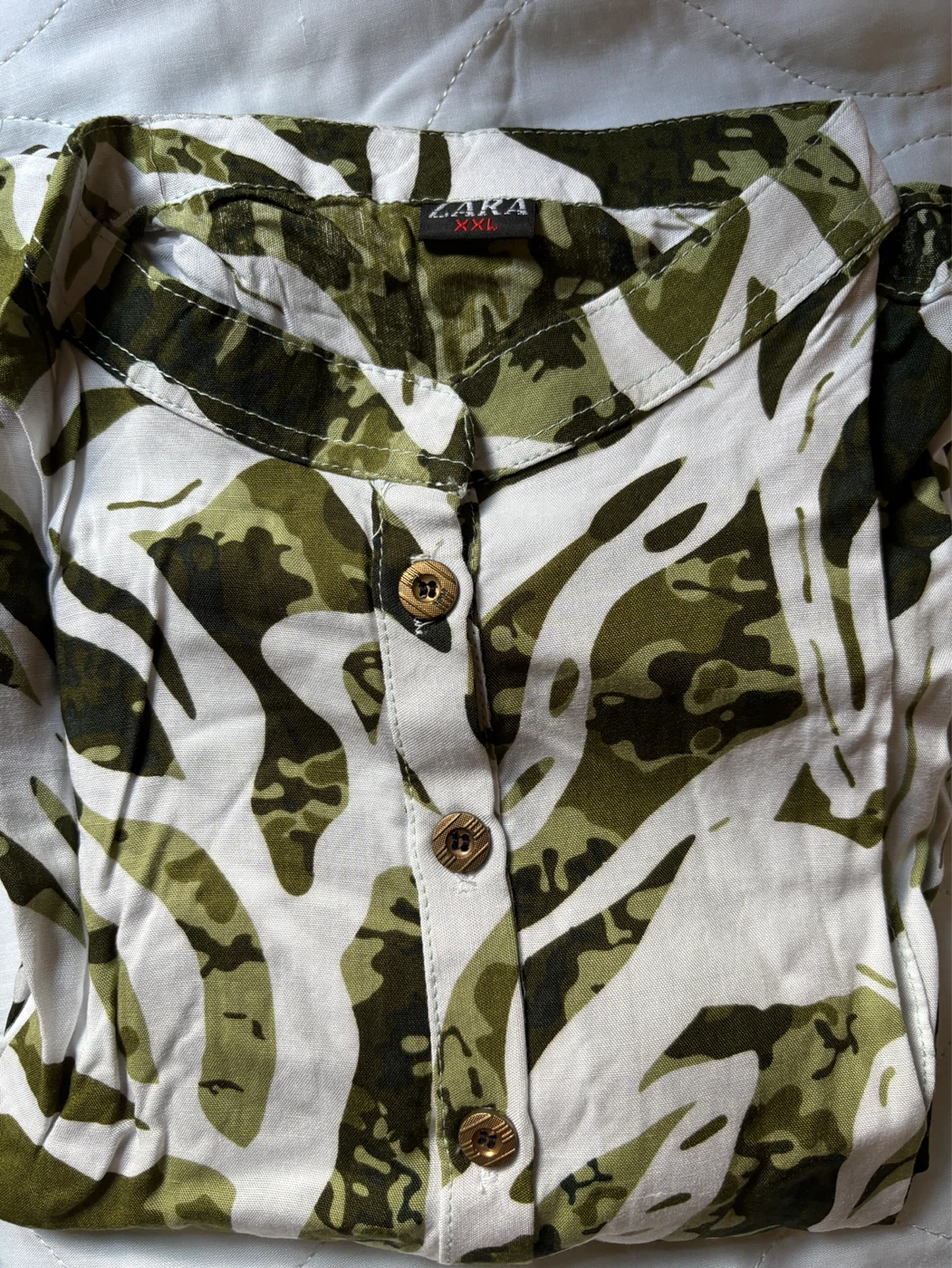 Two piece Camouflage Print Button-Up Shirt XXL