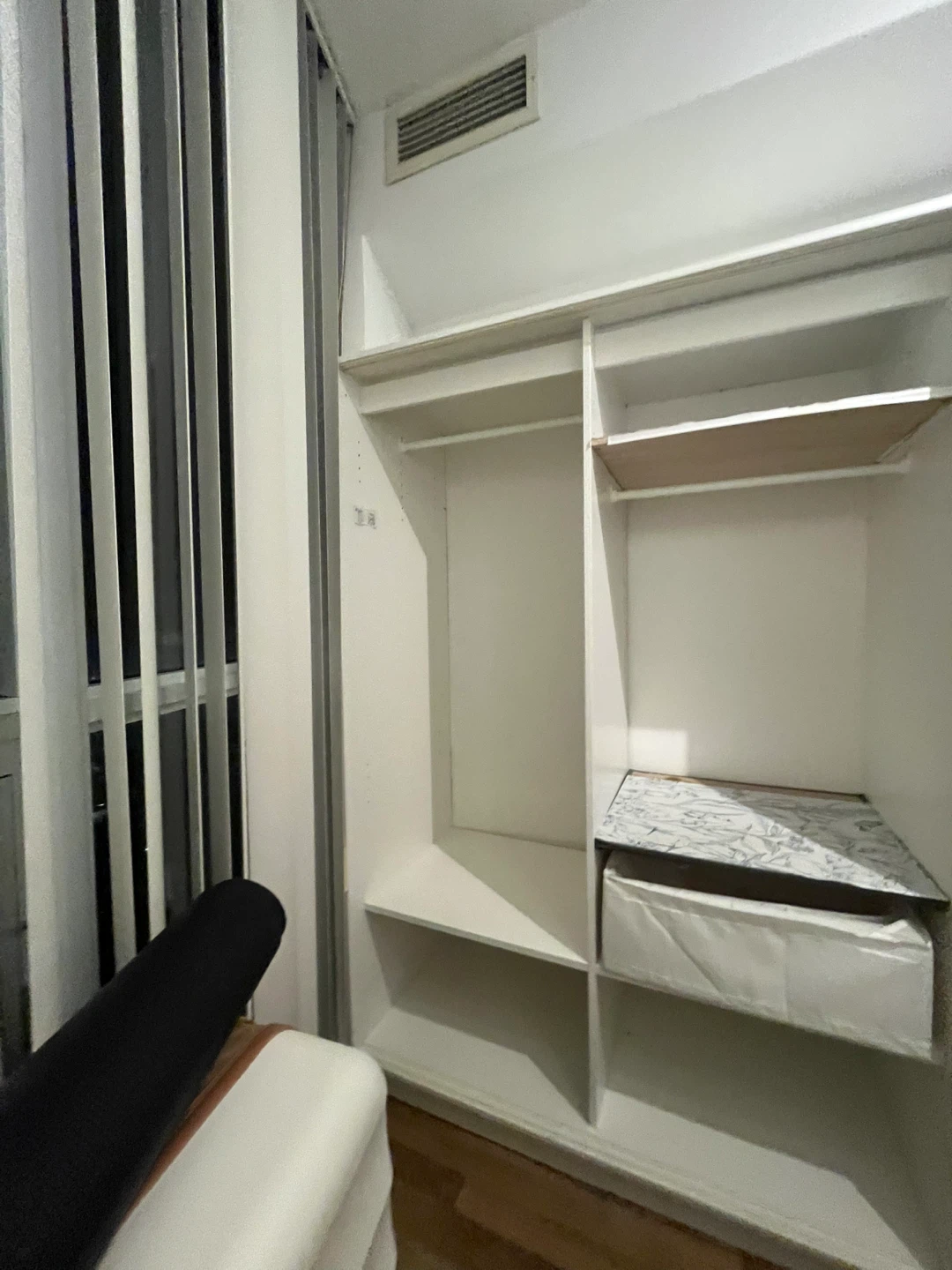 White Wardrobe with Shelves and Drawer