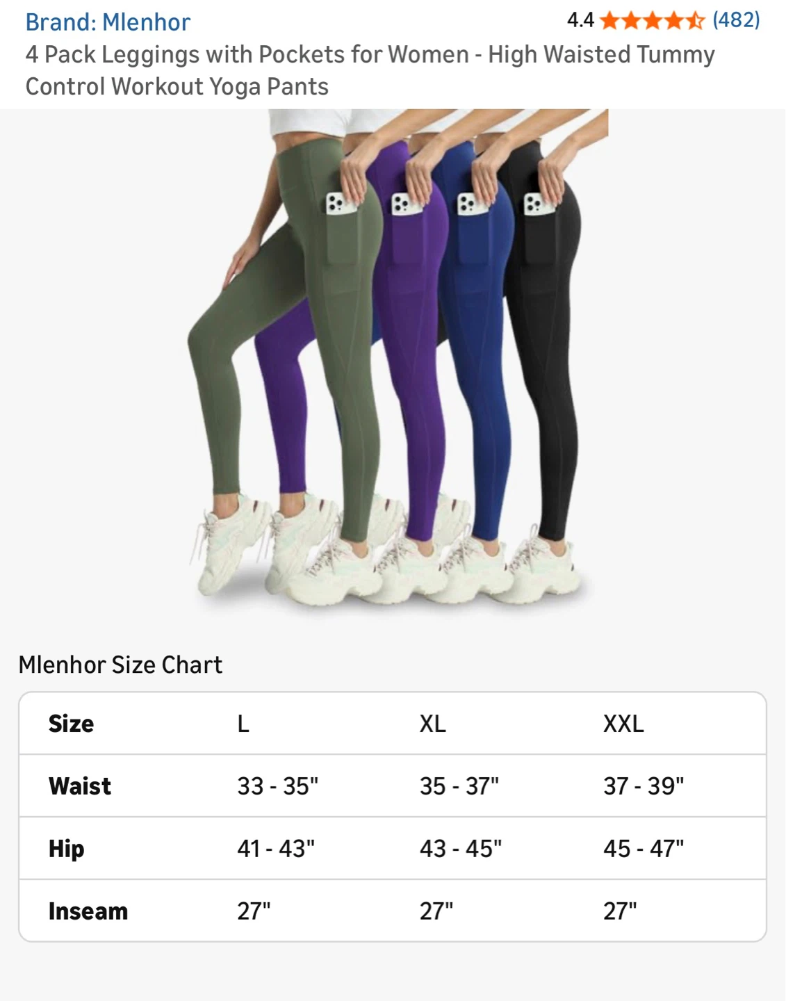 Women's 4 Pack High Waisted Leggings with Pockets - photo 4