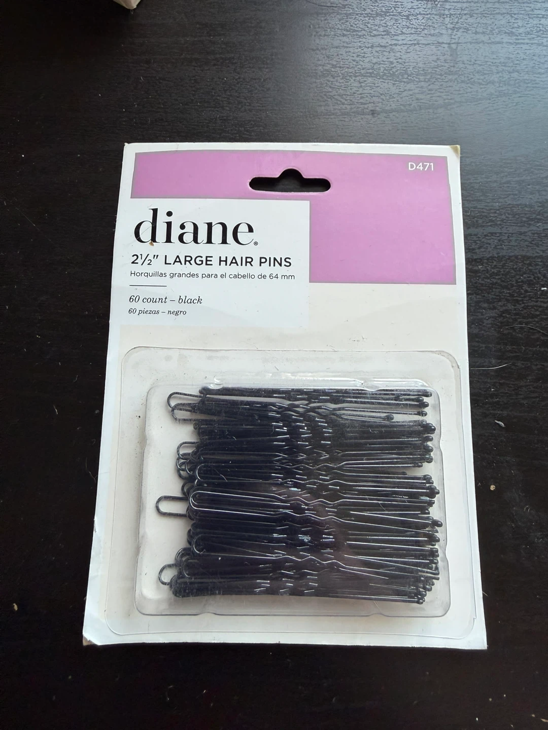 Diane 2 1/2" Large Black Hair Pins - 60 Count