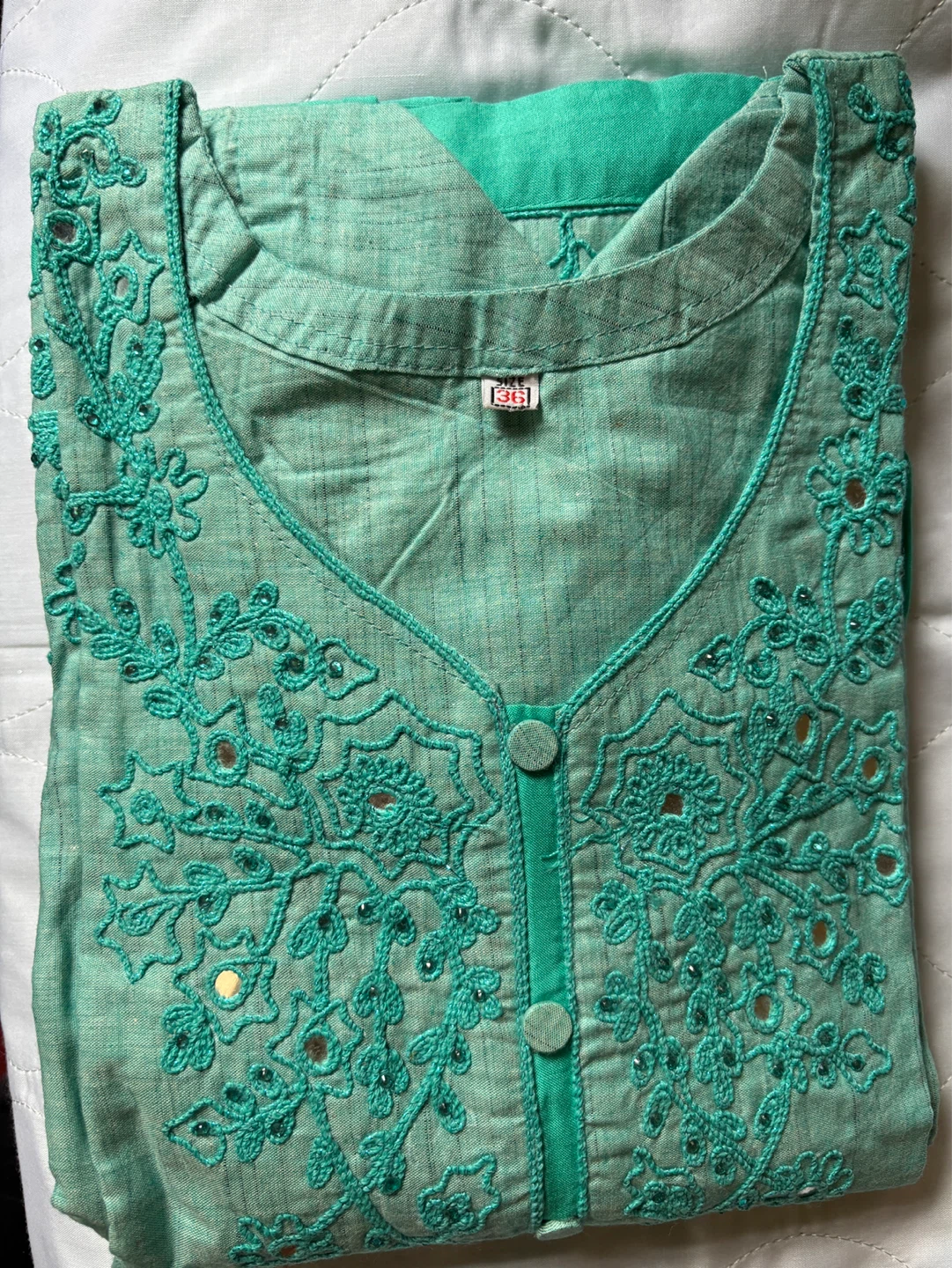 Teal Embroidered Kurti